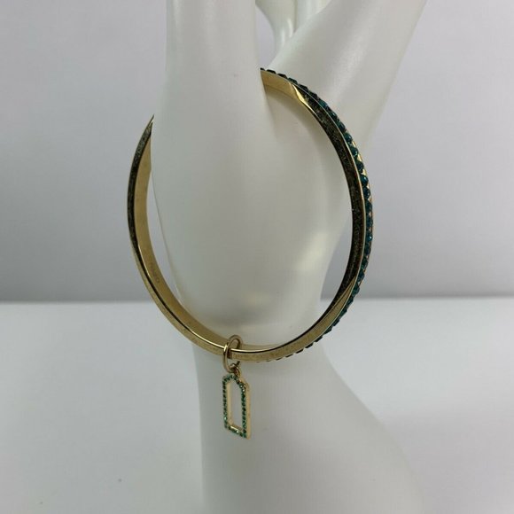 Coach Bangle Bracelet Designer Signed Gold Green - Picture 3 of 8